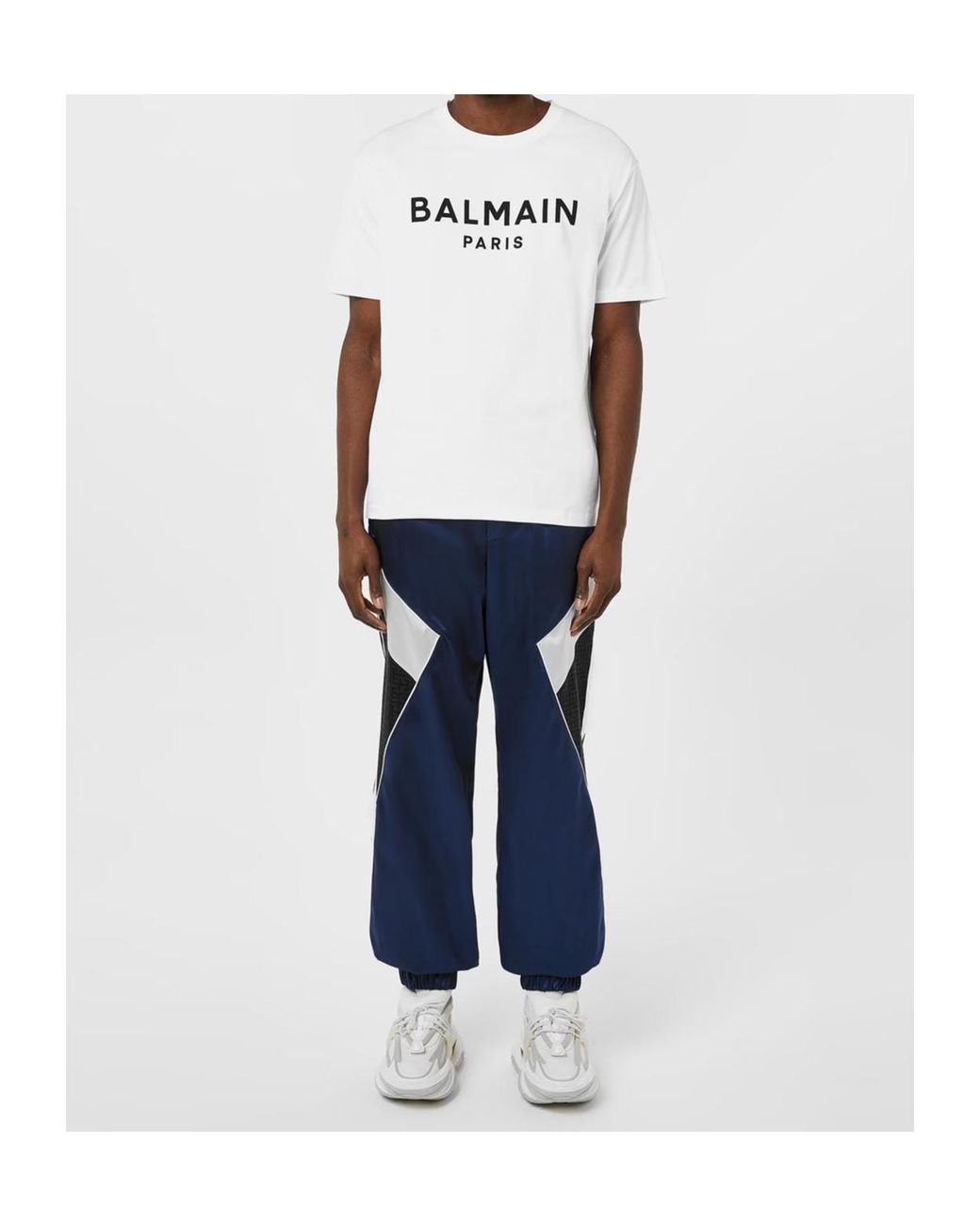 Balmain White Print Logo Cotton T-Shirt for men