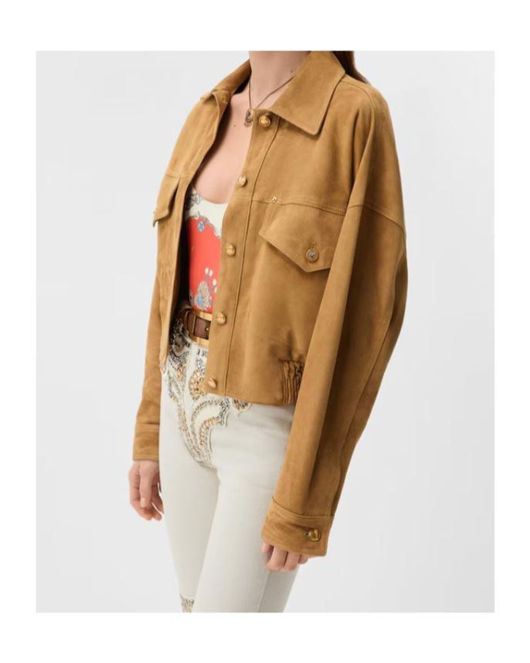 Versace Natural Long-Sleeved Button-Up Blouson