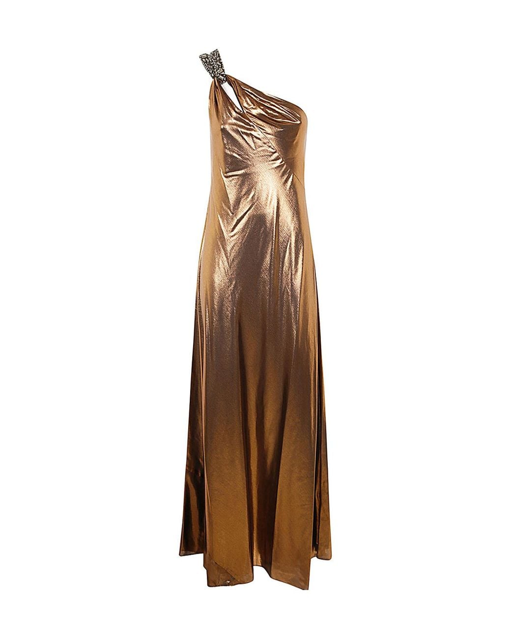 Ralph Lauren Brown Lauren Embellished Foiled Gown