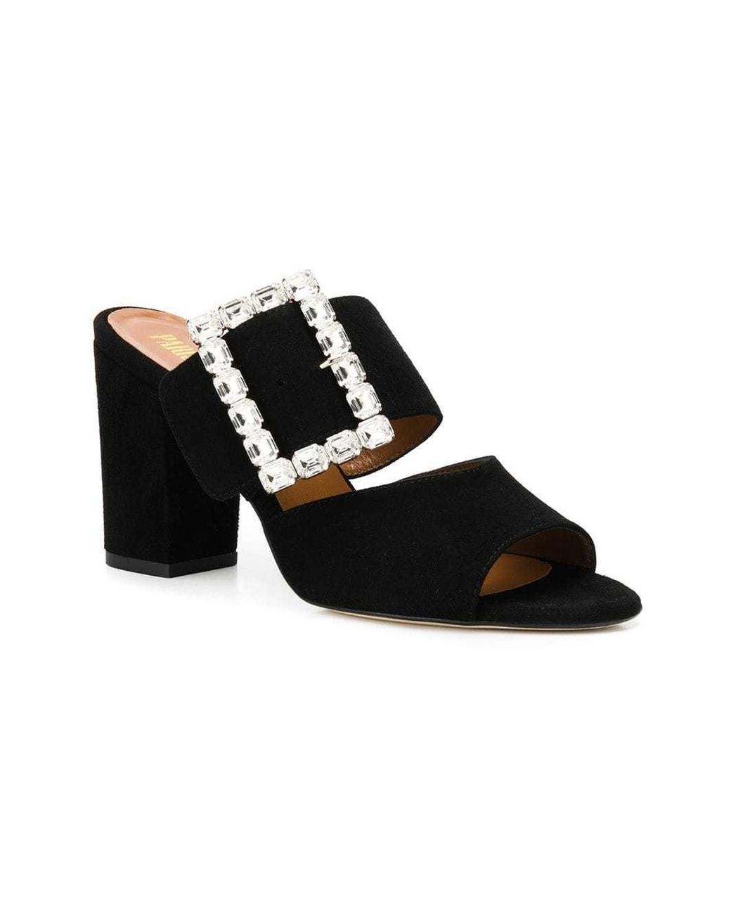 Paris Texas Black Crystal Buckles High Heels