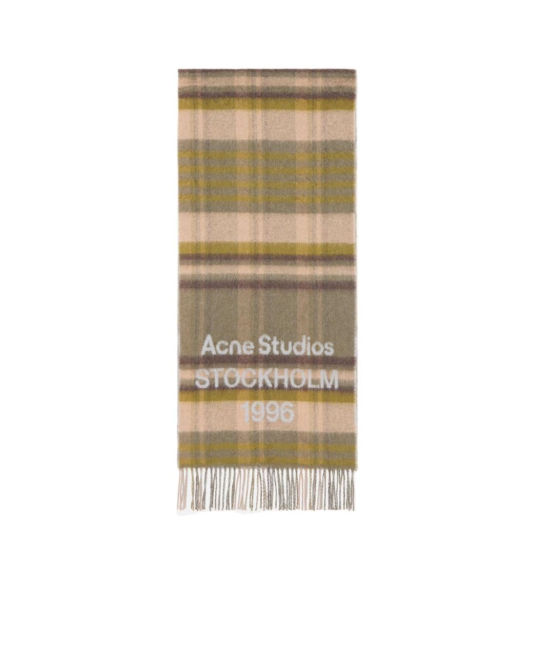 Acne Natural Fringe Logo Scarf for men