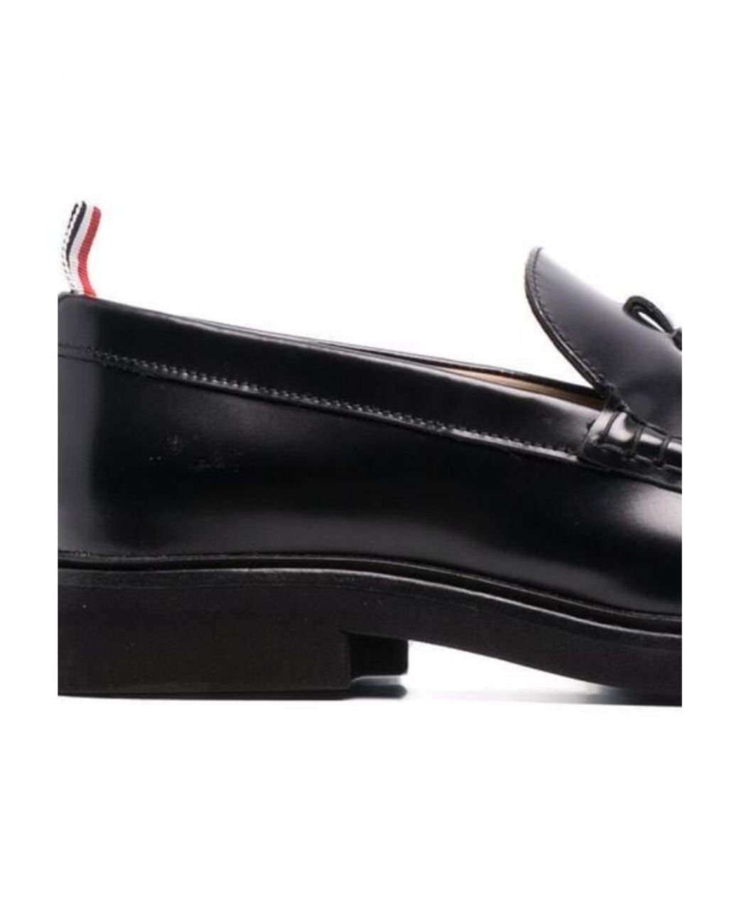 Thom Browne Black Round Toe Slip-On Loafers