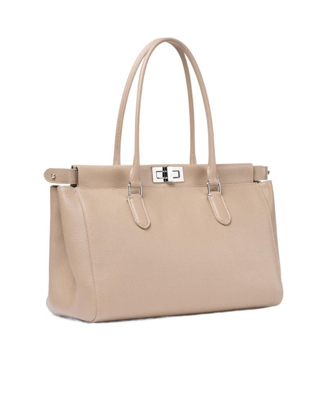 Fendi Natural Turn-Lock Tote Bag