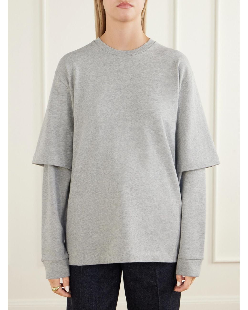 Tibi Gray Perfect T Layered Cotton-Jersey T-Shirt