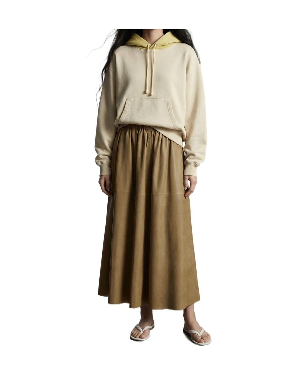 Auralee Natural Vintage-Inspired Contrast Hood Hoodie