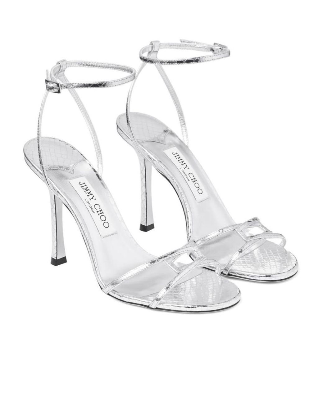 Jimmy Choo White Thin Strap High-Heel Sandals