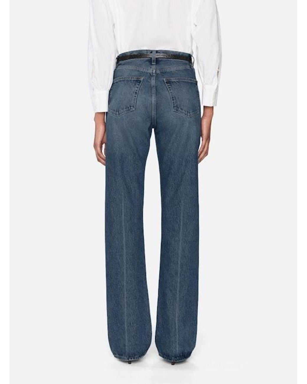 FRAME Blue High-Waisted Straight-Leg Jeans