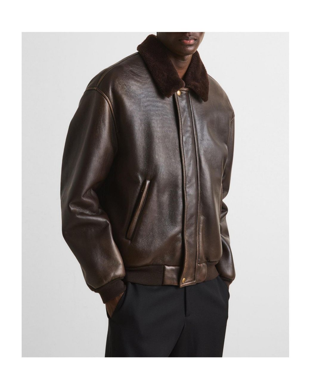 Prada Gray Genuineleather Bomber Jacket for men