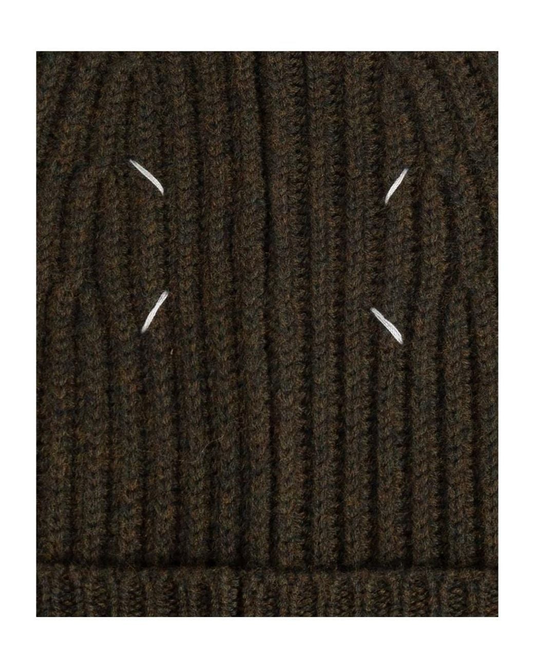 Maison Margiela Black Four-Stitch Detailed Beanie for men