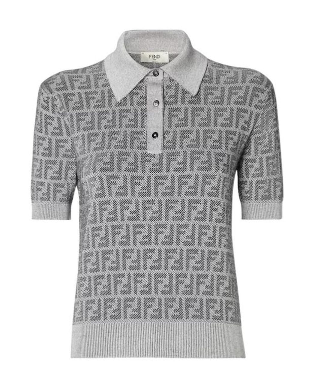 Fendi Gray Ff Jacquard Polo Shirt