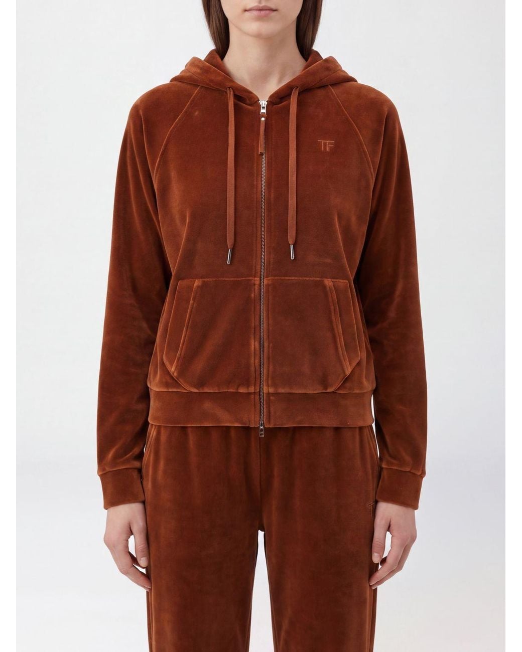 Tom Ford Brown Zip-Up Drawstring Hoodie