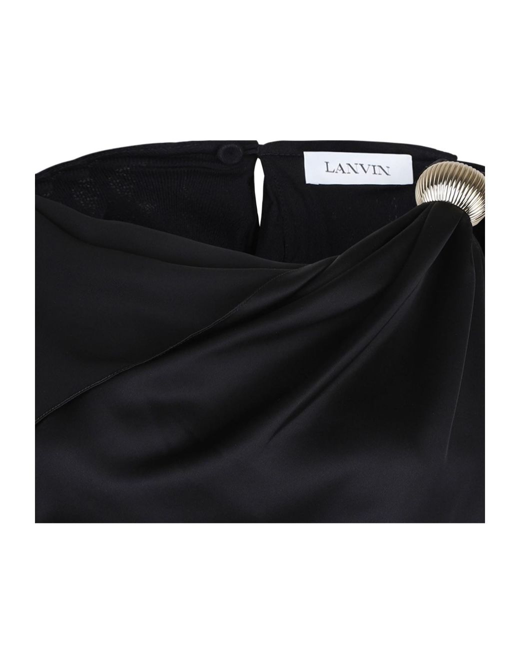 Lanvin Black Boat Neck Arpège Midi Dress