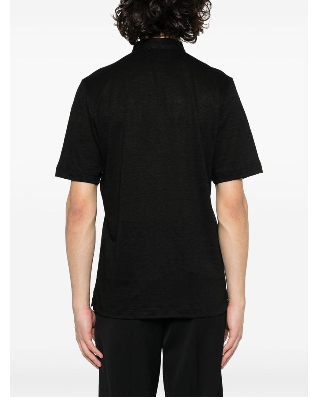 Lardini Black Short Sleeved Mock-Neck T-Shirt for men