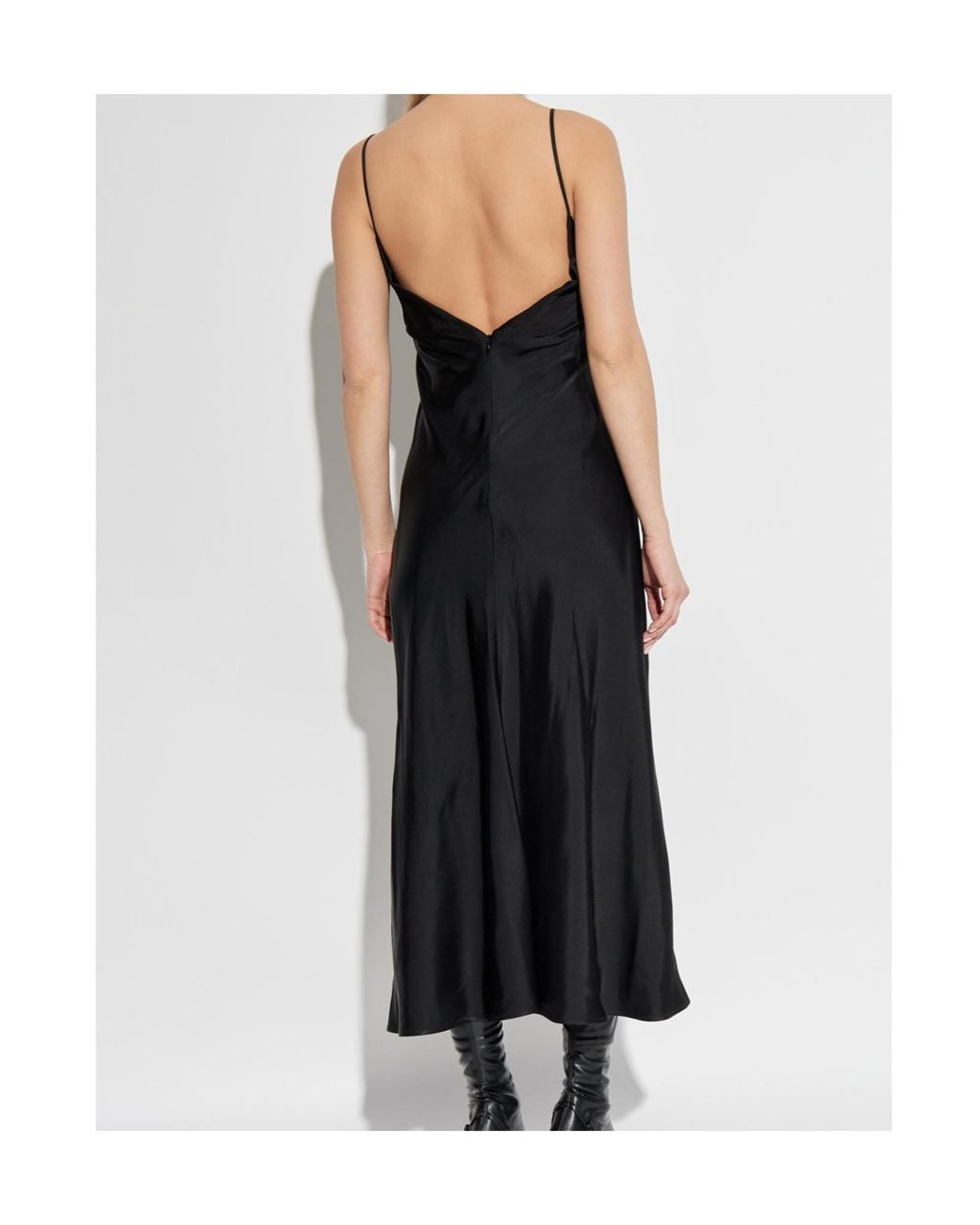 Jil Sander Black Spaghetti Strap Midi Dress