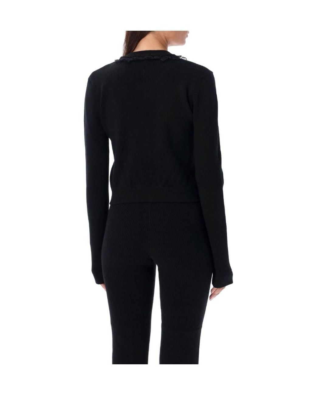 Alessandra Rich Black Logo Detailed Buttoned Cardigan