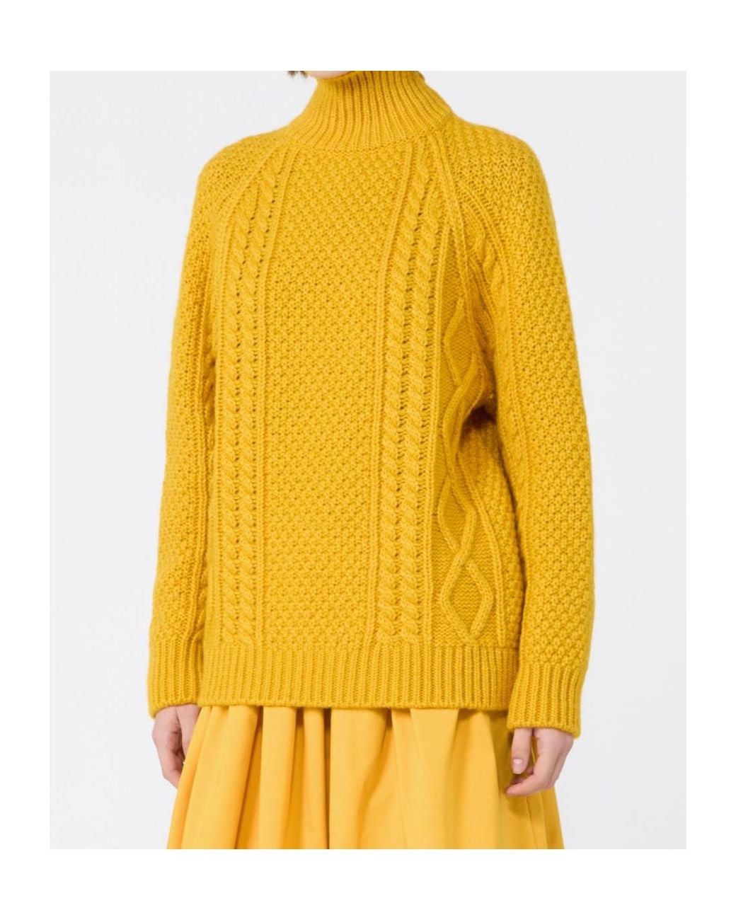 Weekend by Maxmara Yellow Wool-Blend Rollneck Sweater