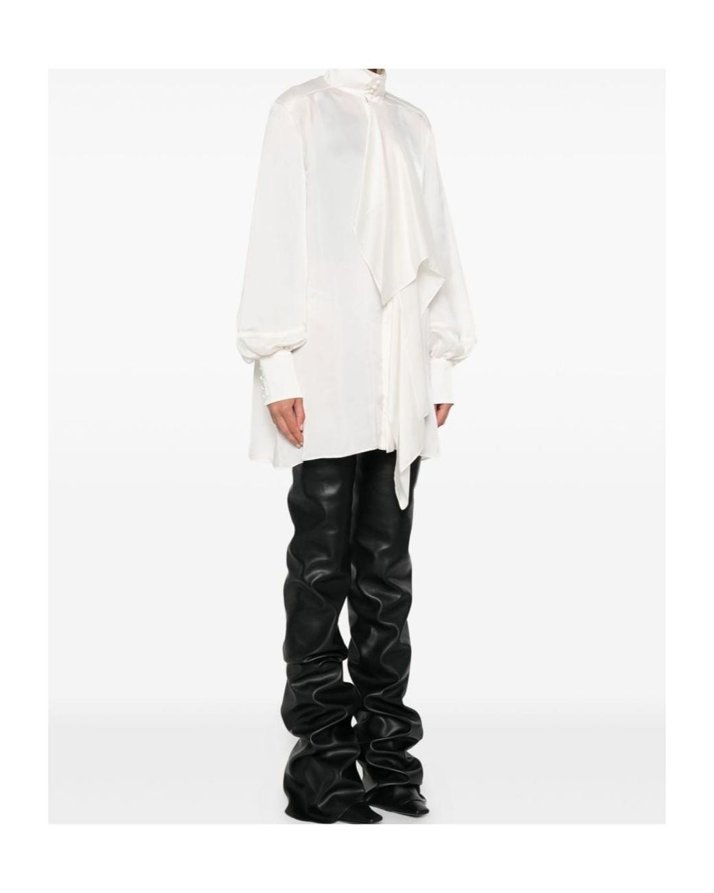 Sacai White Ruffled Satin Dress