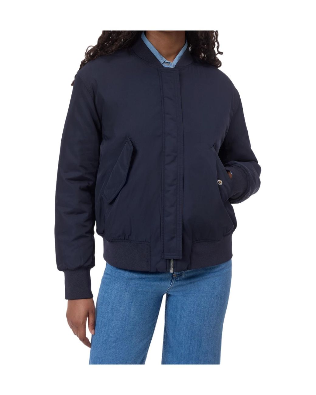 Closed Blue Logo-Patch Bomber Jacket