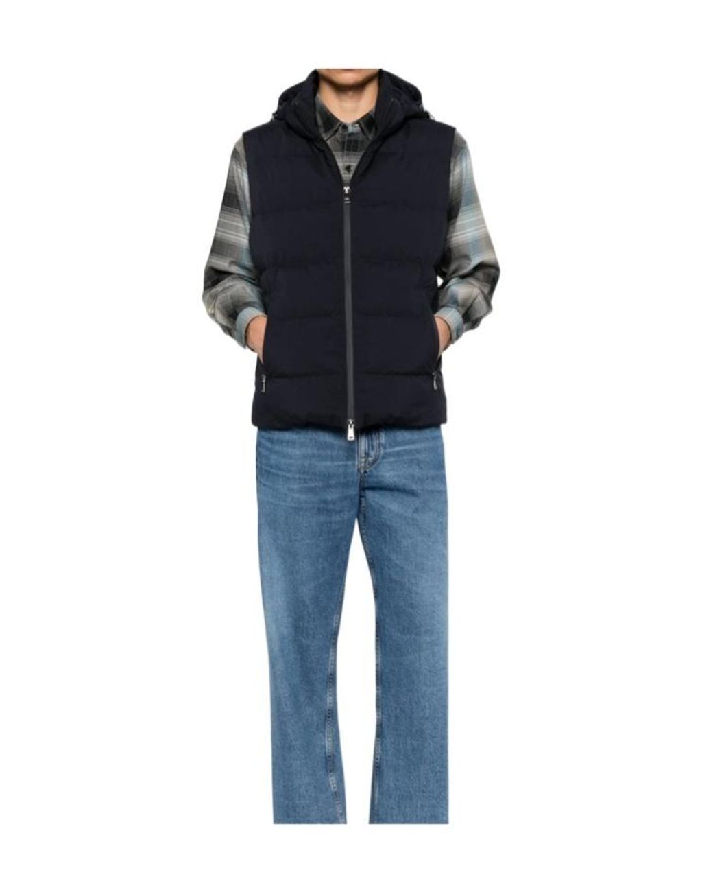 Paul & Shark Blue Hooded Padded Gilet for men