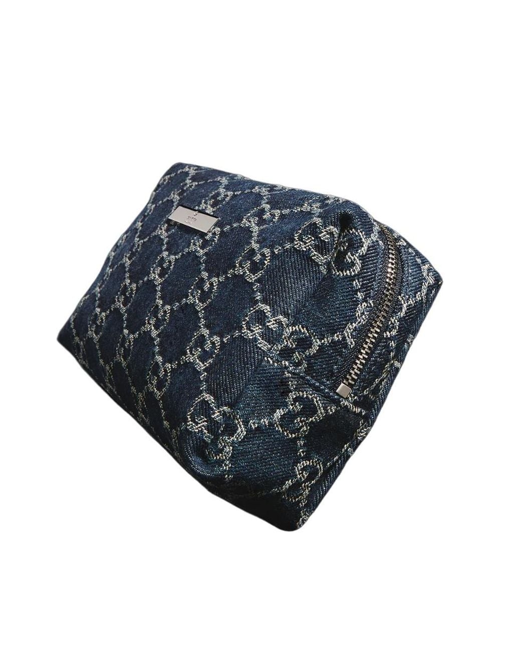Gucci Blue Medium Cosmetic Case With Plaque