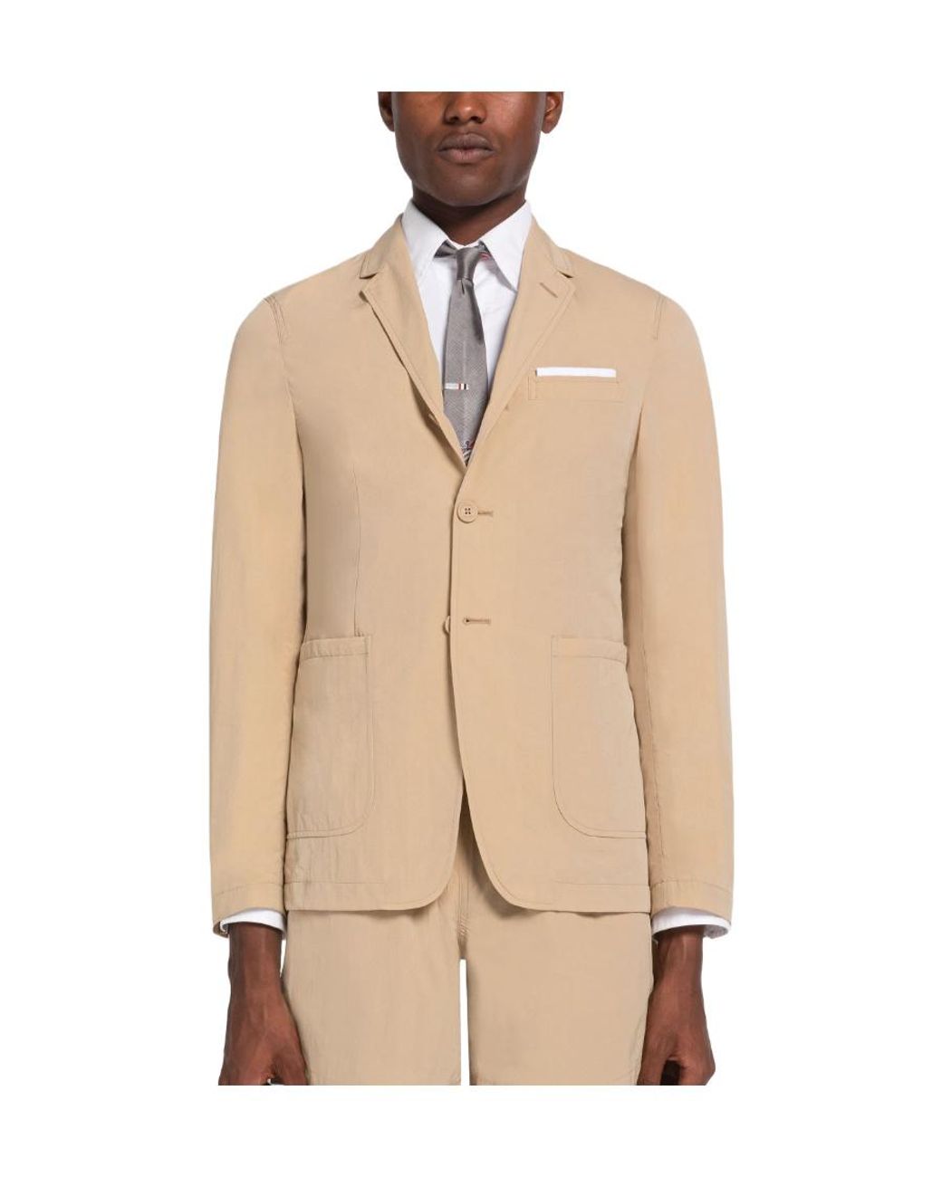 Thom Browne Natural Unconstructed Single-Breasted Blazer for men