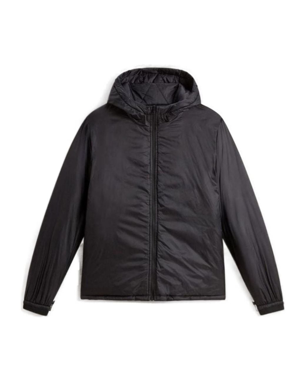Woolrich Gray Zip-Up Hooded Quilted Reversible Jacket for men