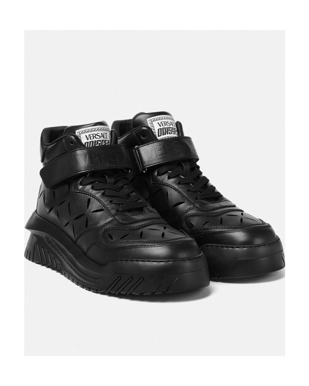 Versace Black High-Top Leather Trainers for men