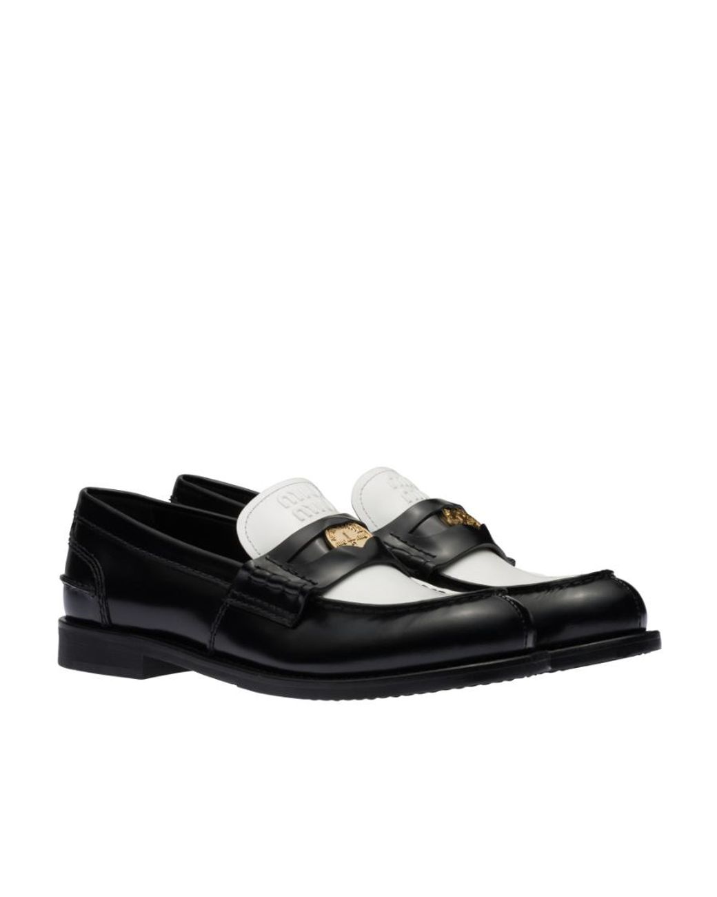 Miu Miu Black Leather Penny Loafers