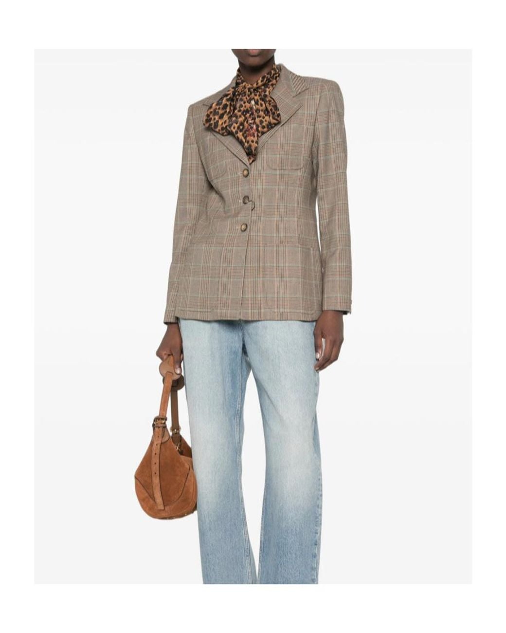 Etro Brown Check-Pattern Blazer