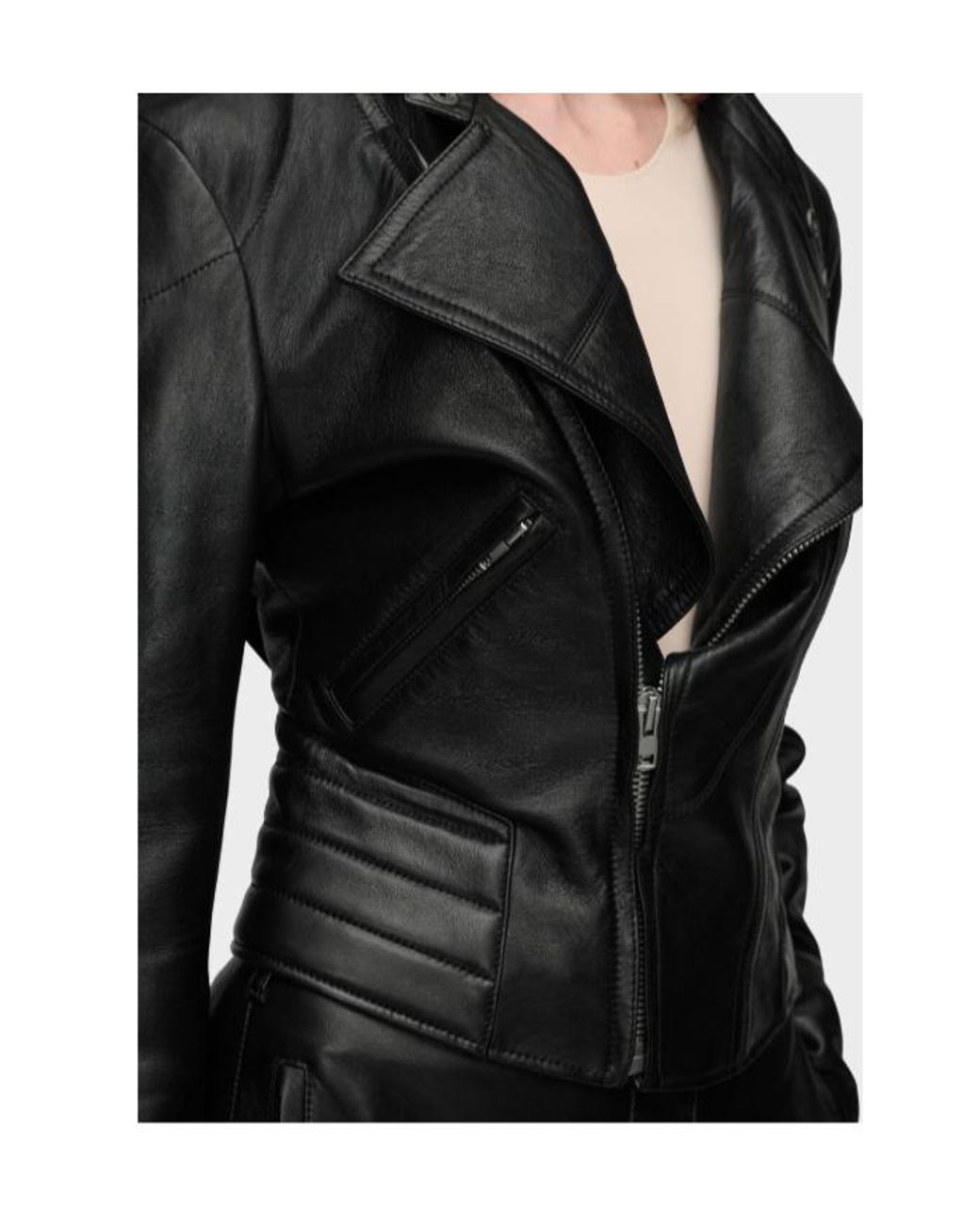 Maison Margiela Black Folded Collar Leather Jacket
