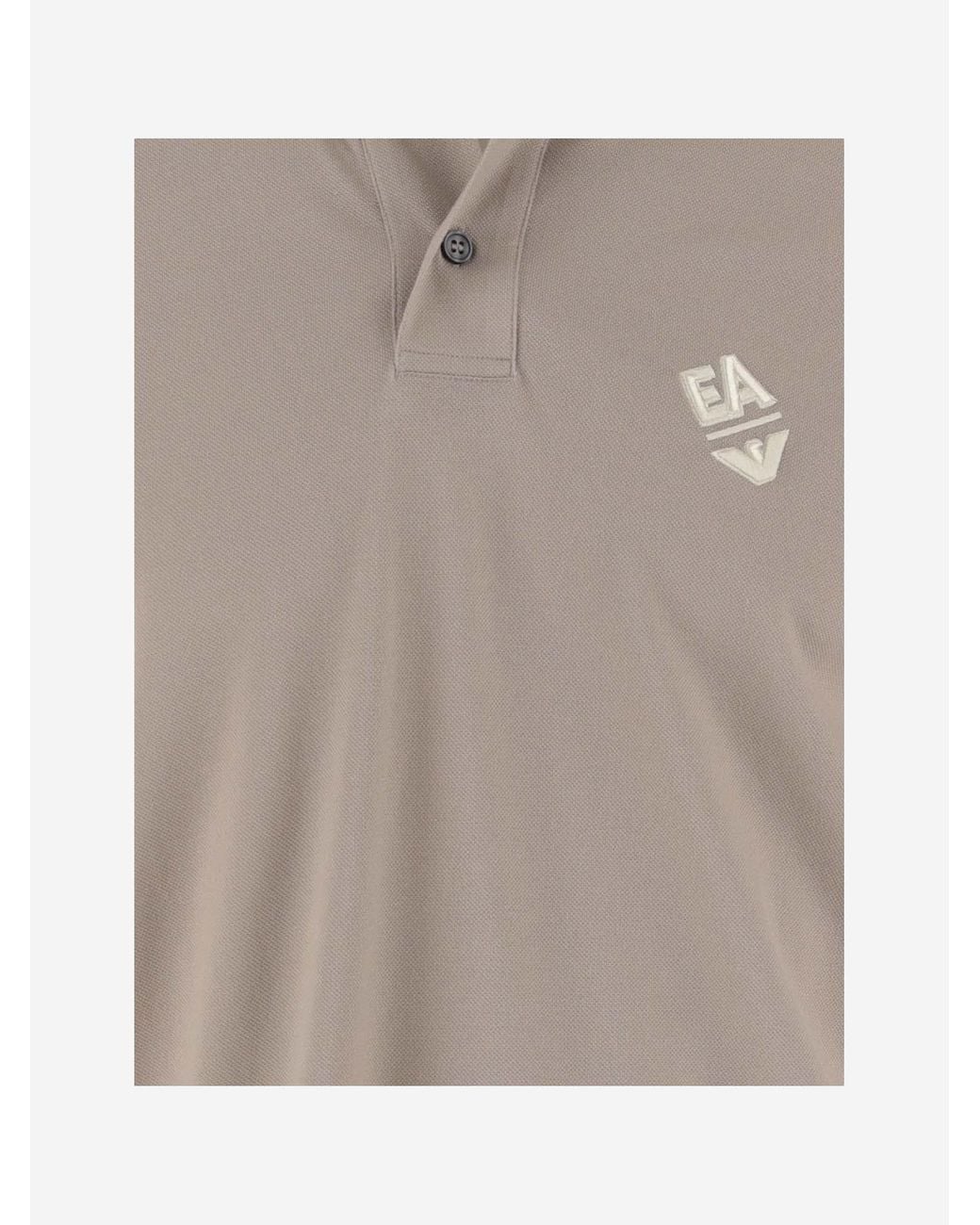 Emporio Armani Gray Logo Embroidered Polo Shirt for men