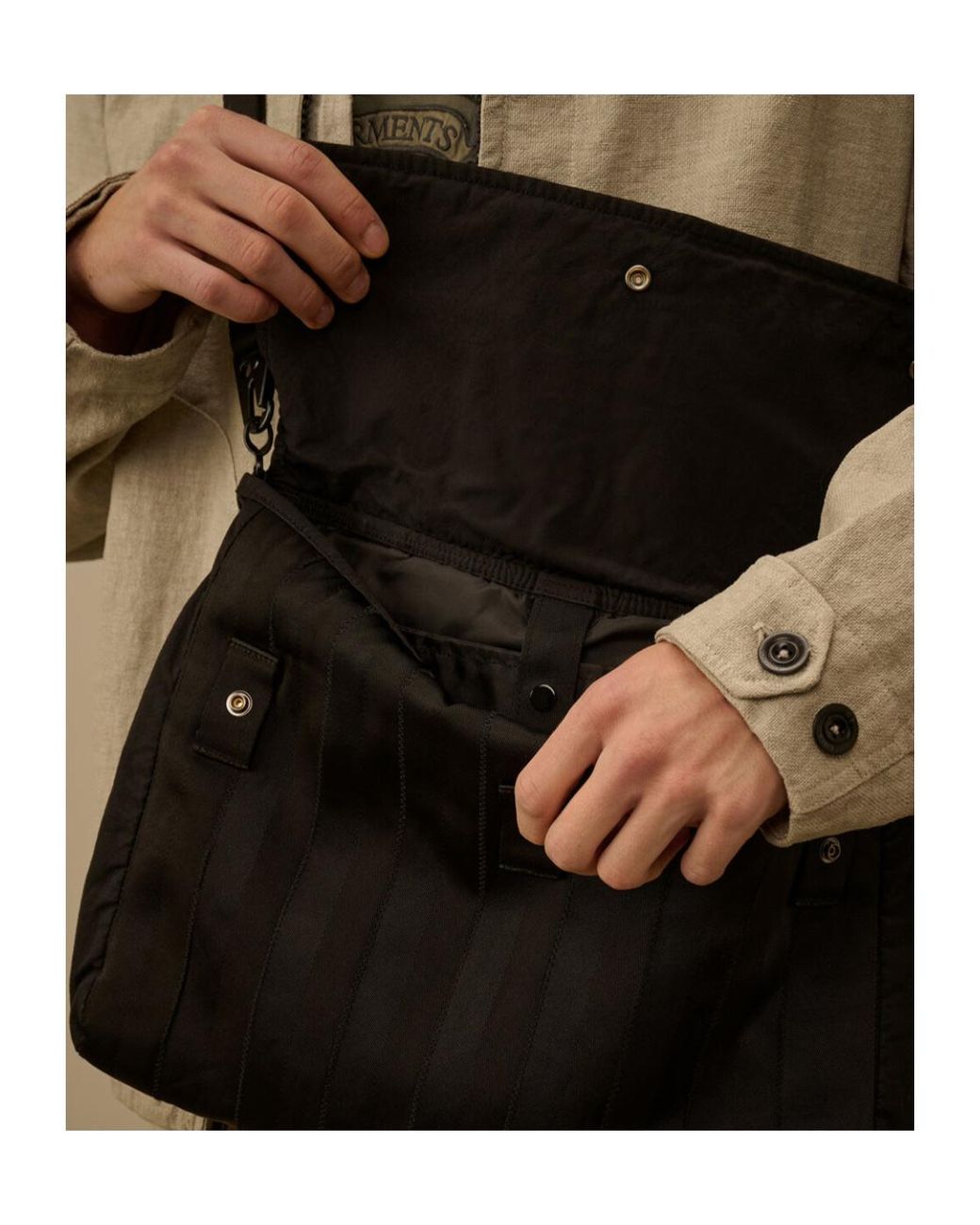 C P Company Black Logo Quilted Tote Bag for men