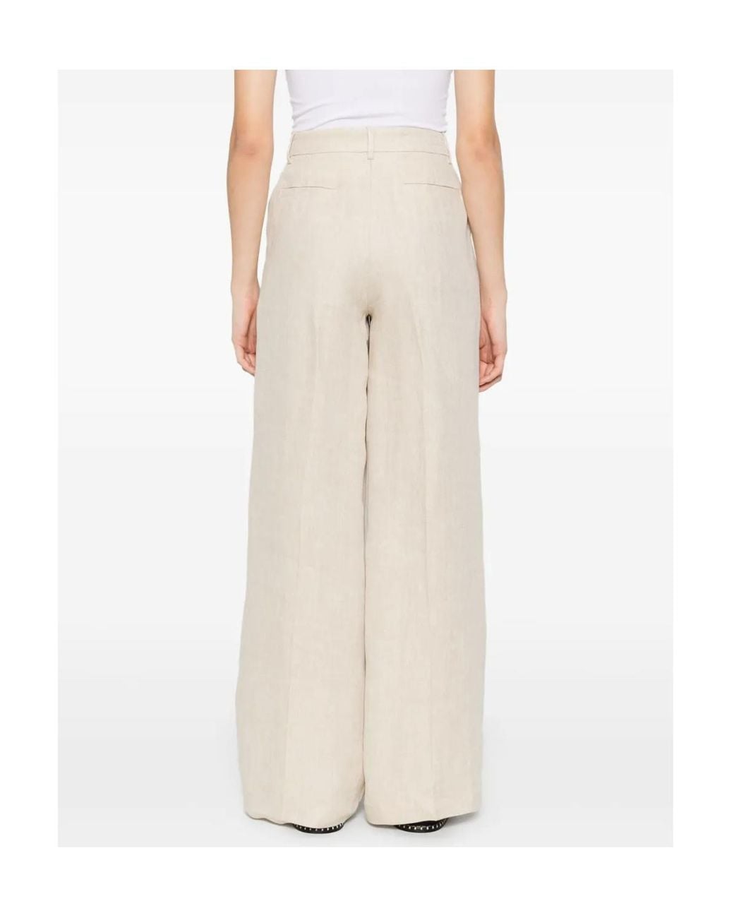 P.A.R.O.S.H. White Betulla Pleated Straight-Leg Pants