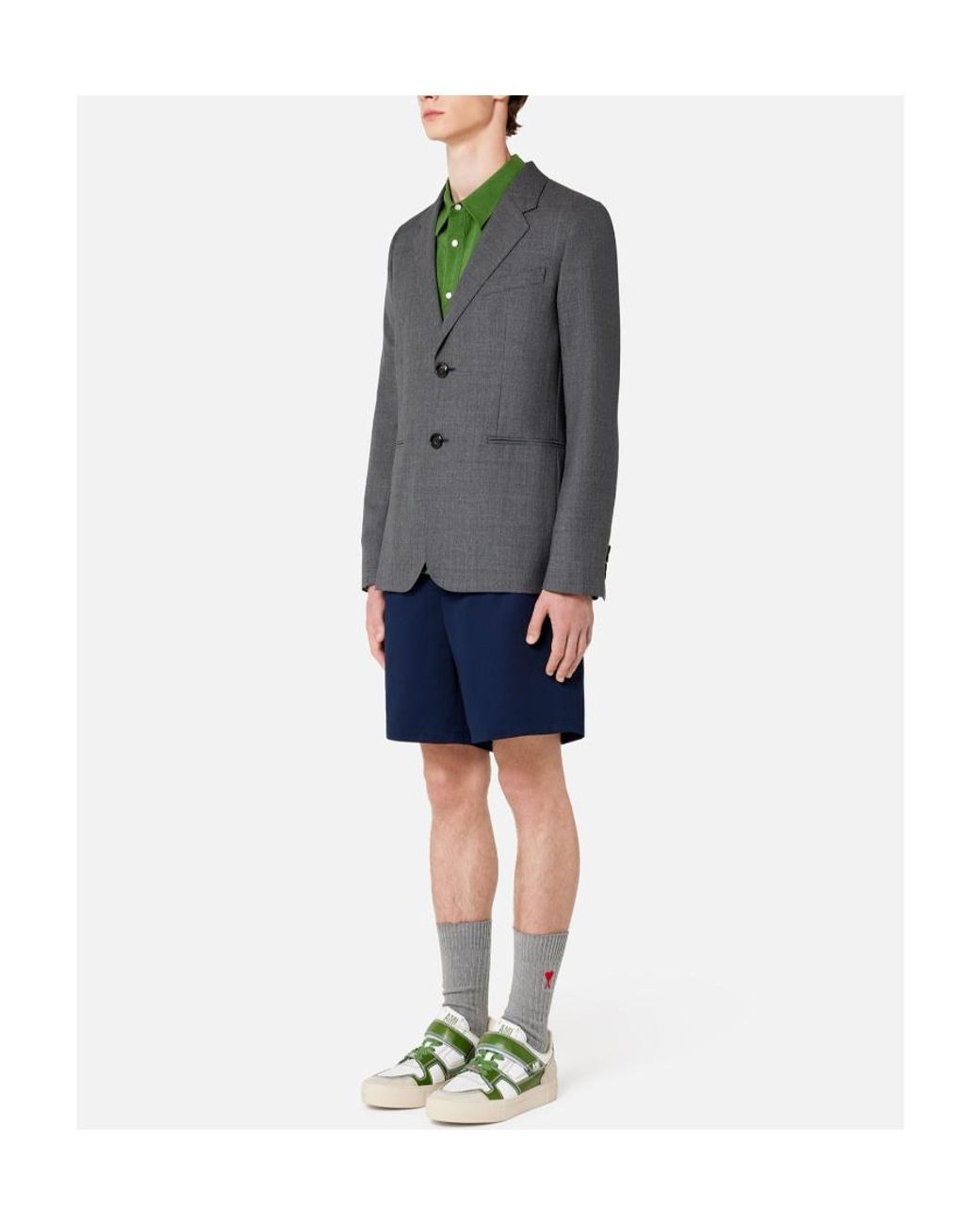 AMI Gray Single-Breasted Blazer for men
