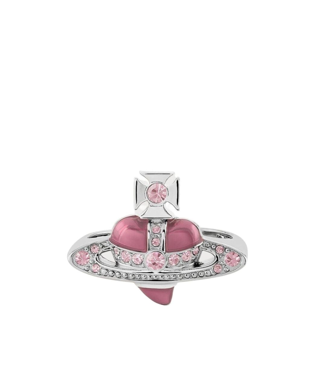 Vivienne Westwood Pink New Diamante Heart Ring