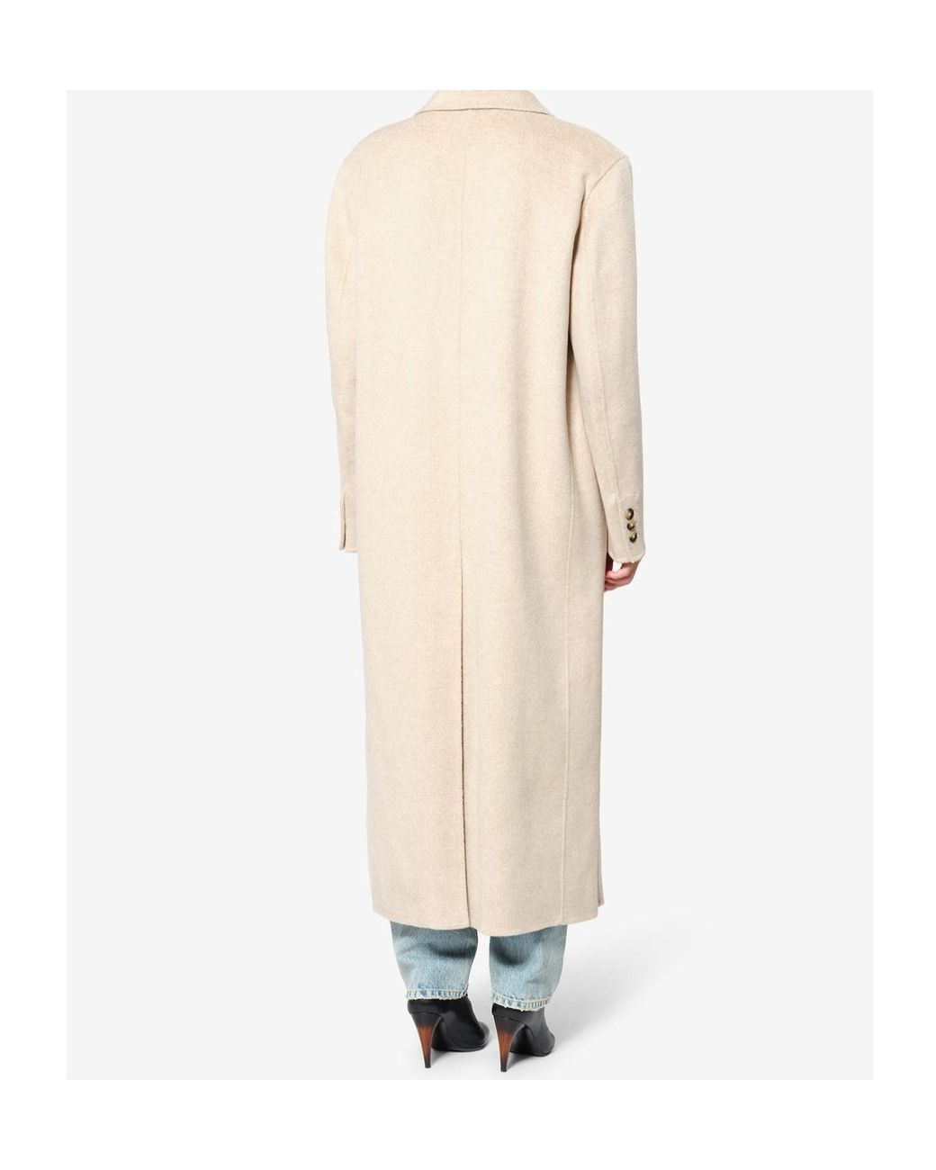 Isabel Marant Natural Clesa Long Single-Breasted Coat