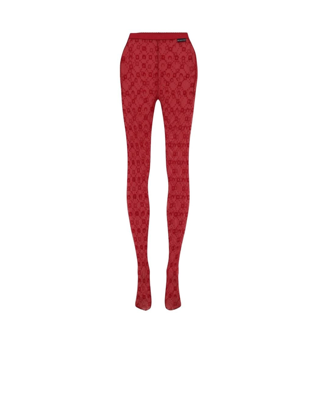 MARINE SERRE Red All-Over Moon Printed High-Waisted Tights