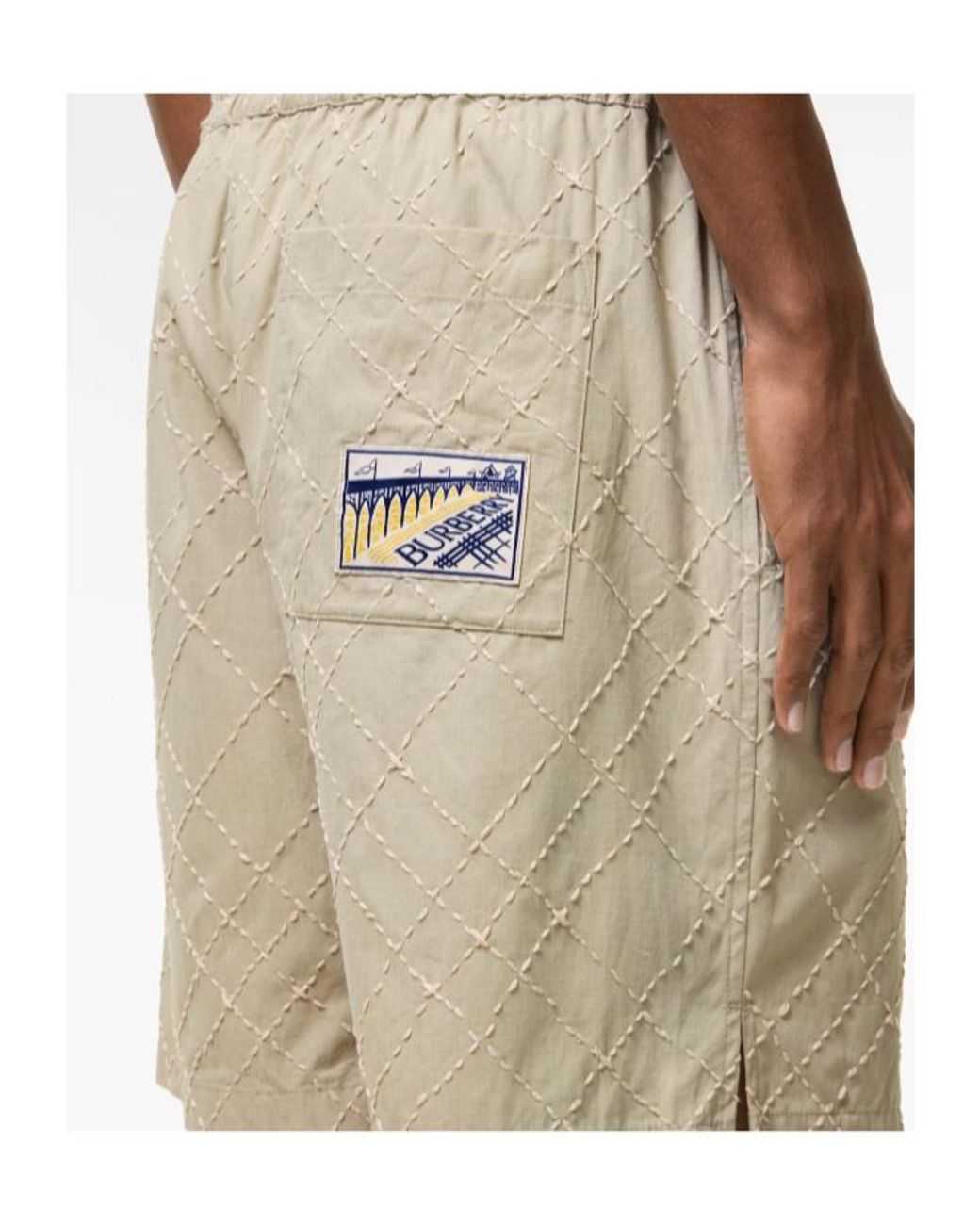 Burberry Natural Check Embroidered Cotton Shorts for men