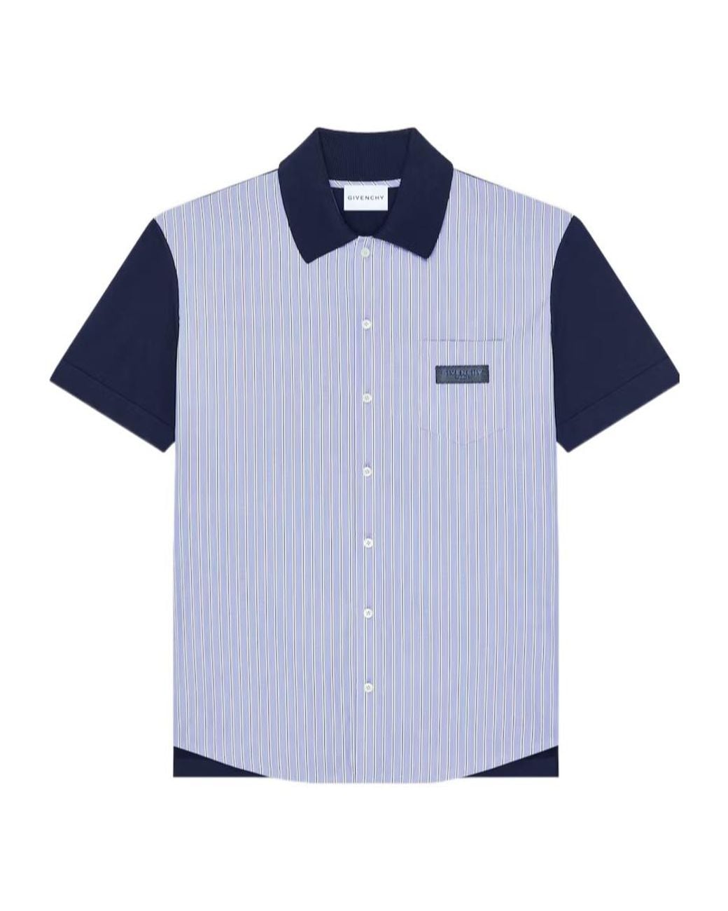 Givenchy Blue Paris Striped Short-Sleeved Shirt for men