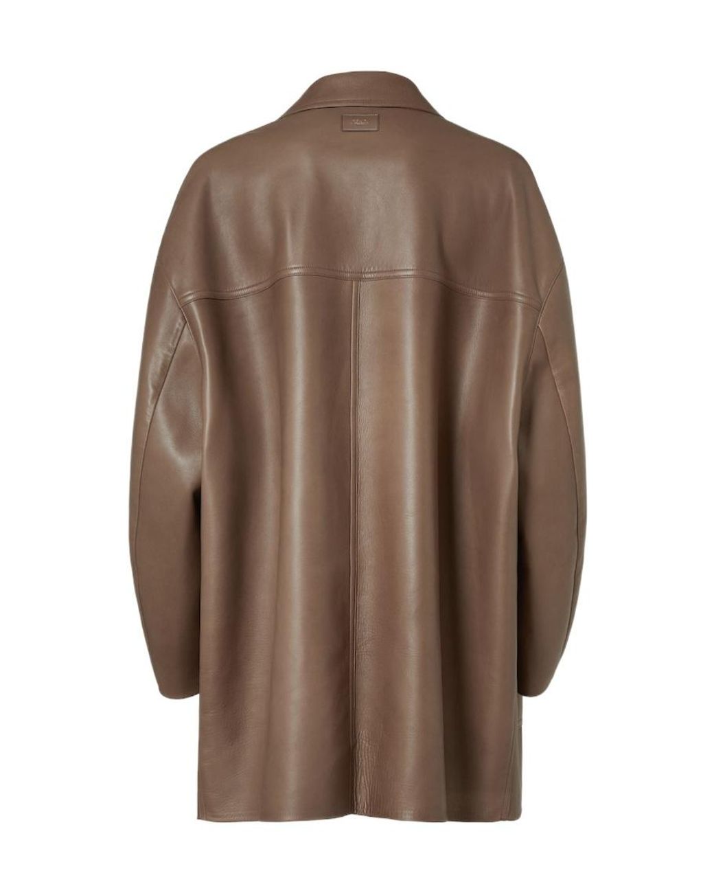 Fendi Brown Double Breasted Leather Pea Coat for men