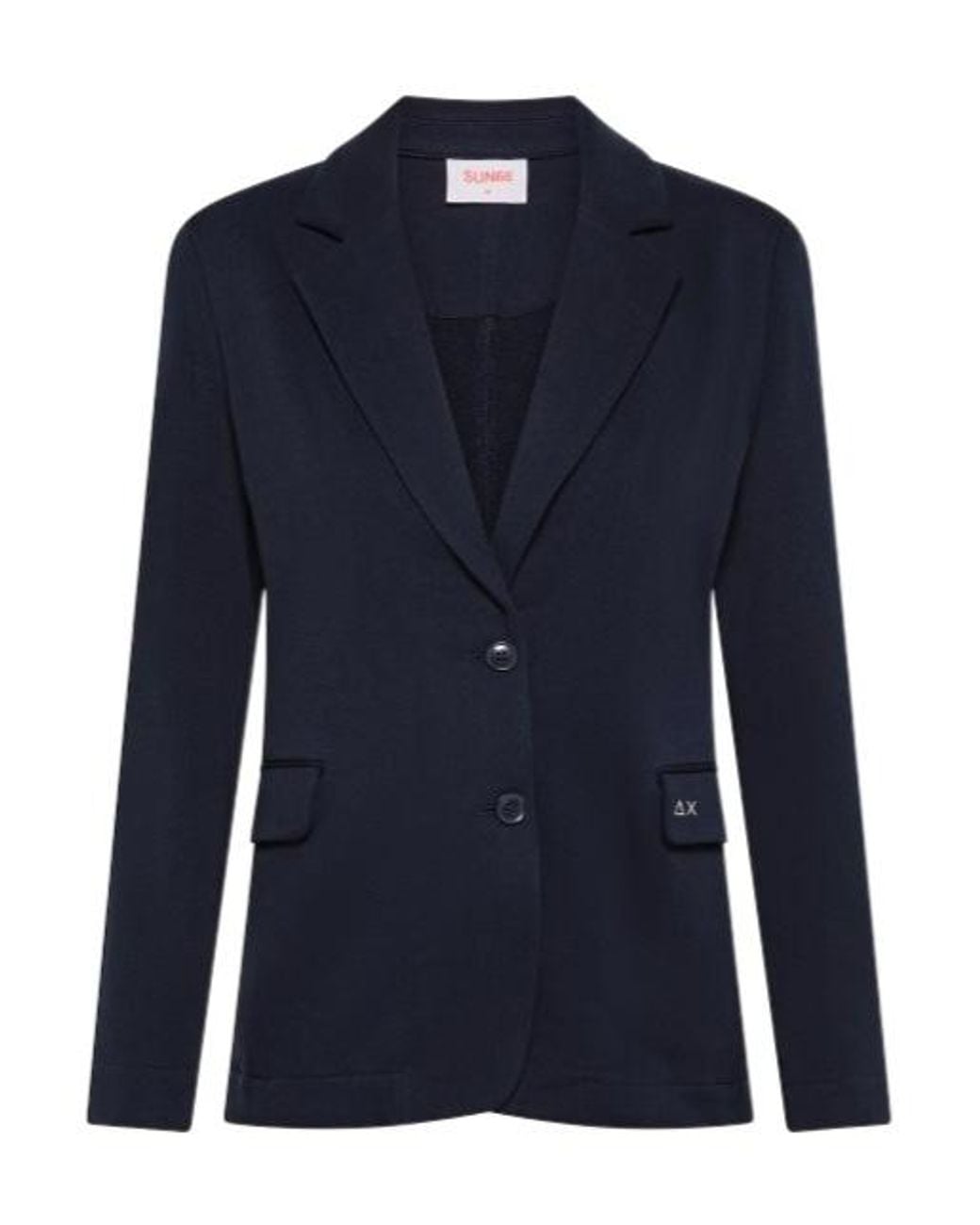 Sun 68 Blue Fleece Single-Breasted Blazer