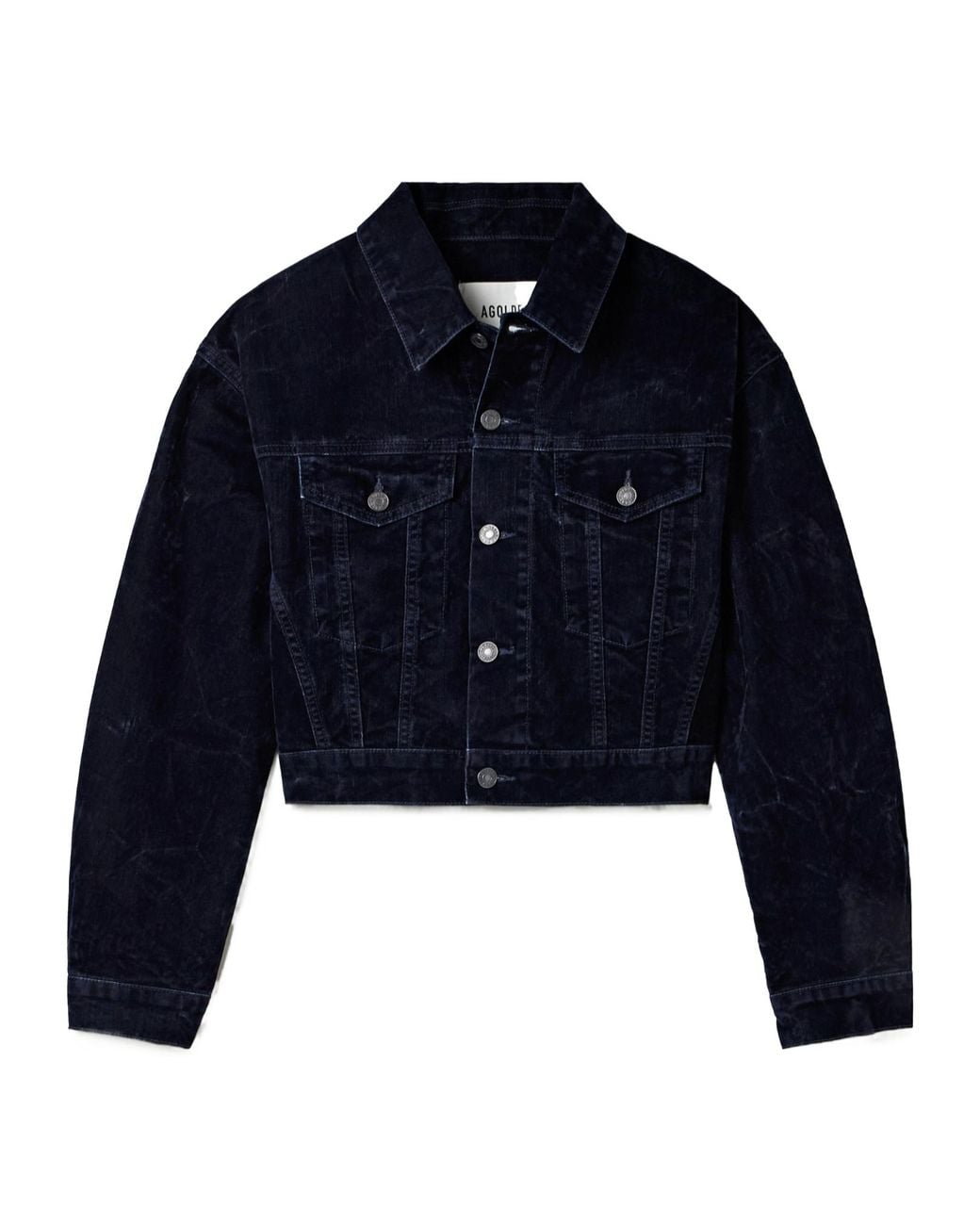 Agolde Blue Radley Cropped Cotton-Blend Velvet Jacket