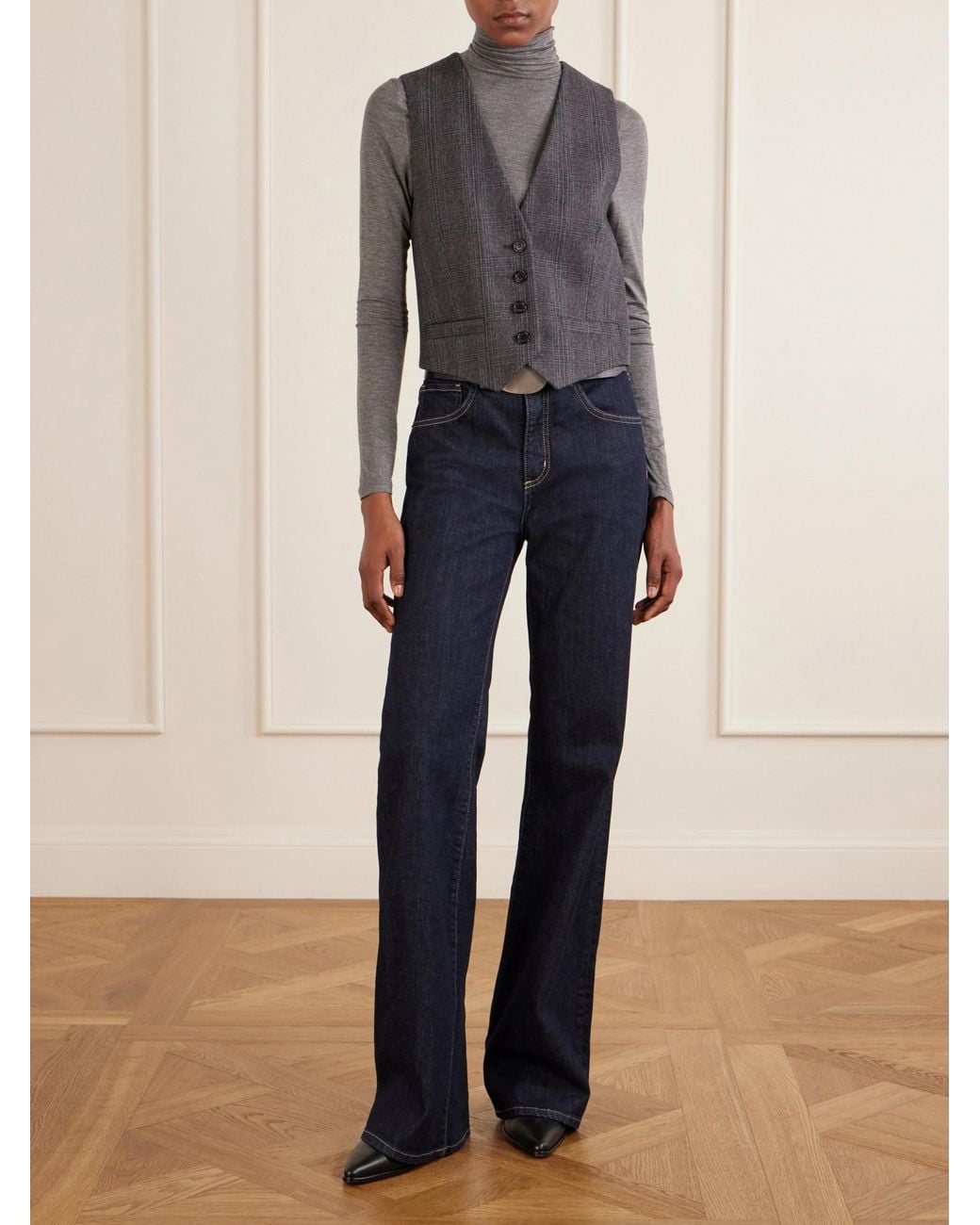 Nili Lotan Gray Stretch-Jersey Turtleneck Top