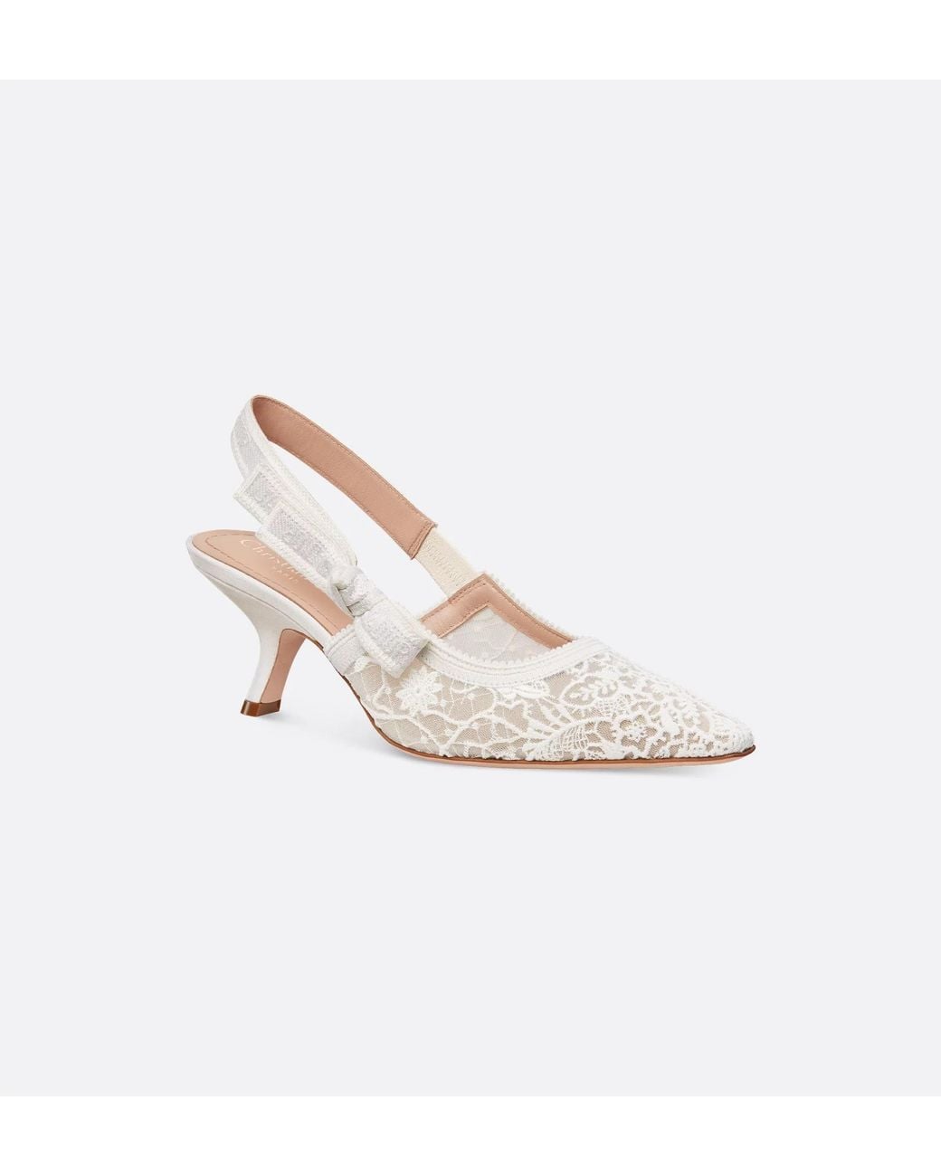 Dior White Lace Slingback Pumps