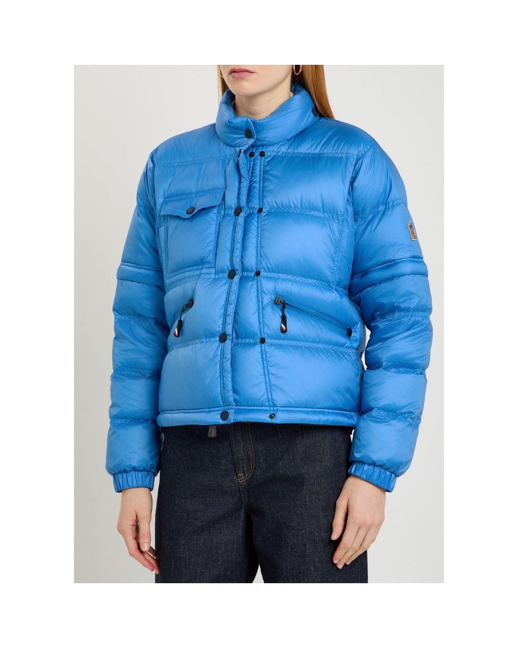Moncler Blue Stand-Collar Short Down Jacket