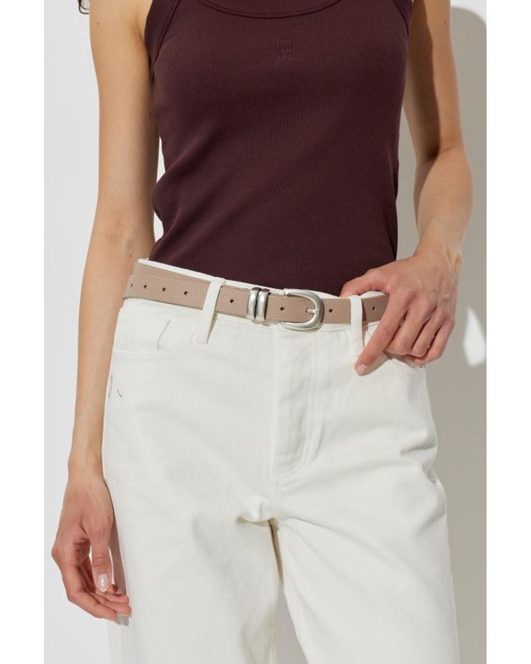 By Malene Birger White Zoilo Buckle Leather Belt