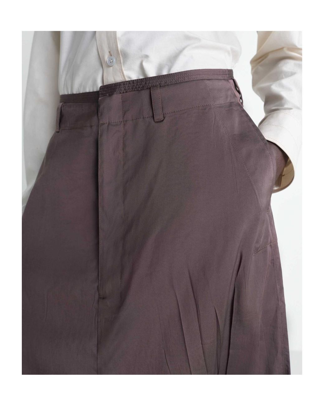 Lemaire Gray Creased Dropped Crotch Bermudas