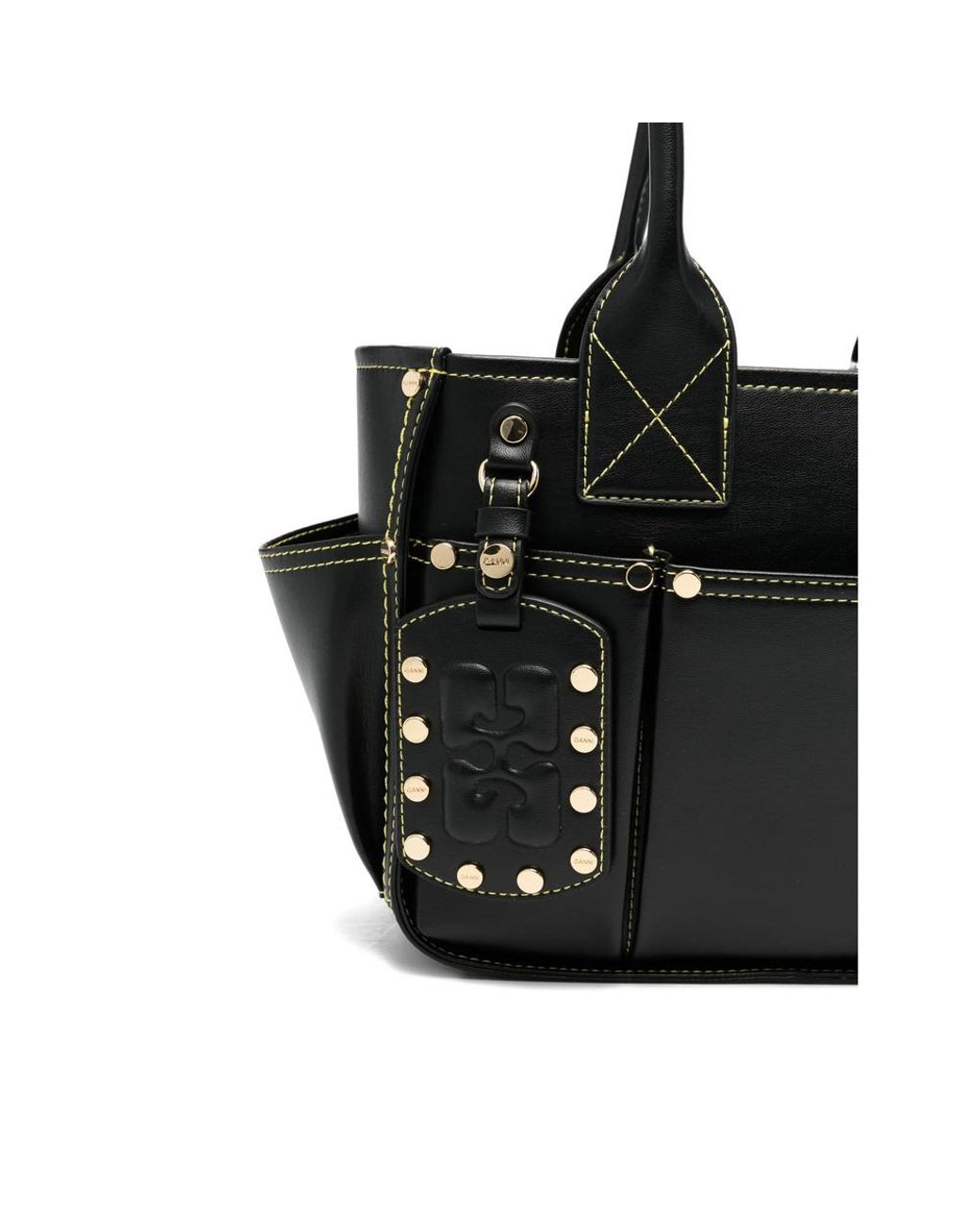 Ganni Black Posy Studded Shoulder Bag