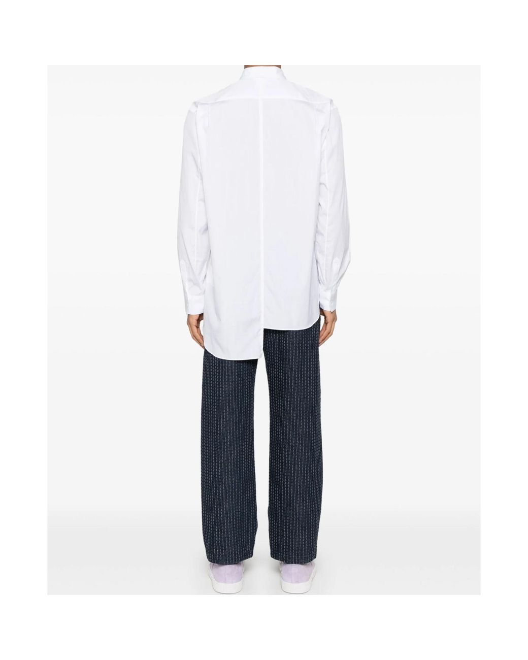 Comme des Garçons White Classic Shirt With Plaid Mickey Mouse Patch for men