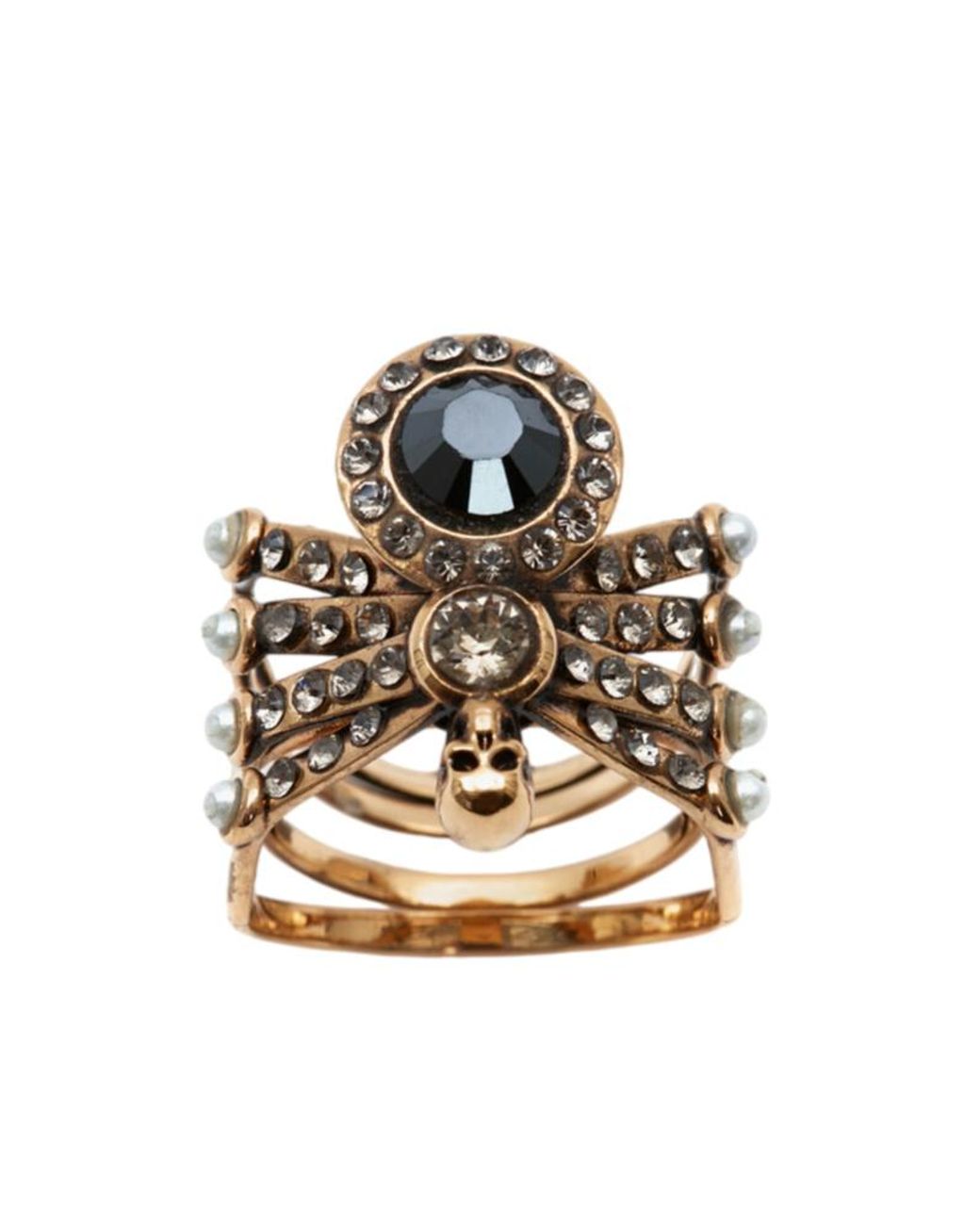 McQueen White Spider Embellished Ring